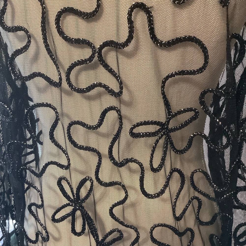 Dino Black Sheer Long Sleeve Blouse With Embossed design / Size L - Picture 9 of 13